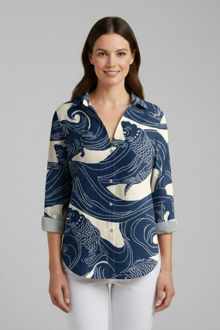 Blouse Femme avec Décolleté en V et Surface Imprimée