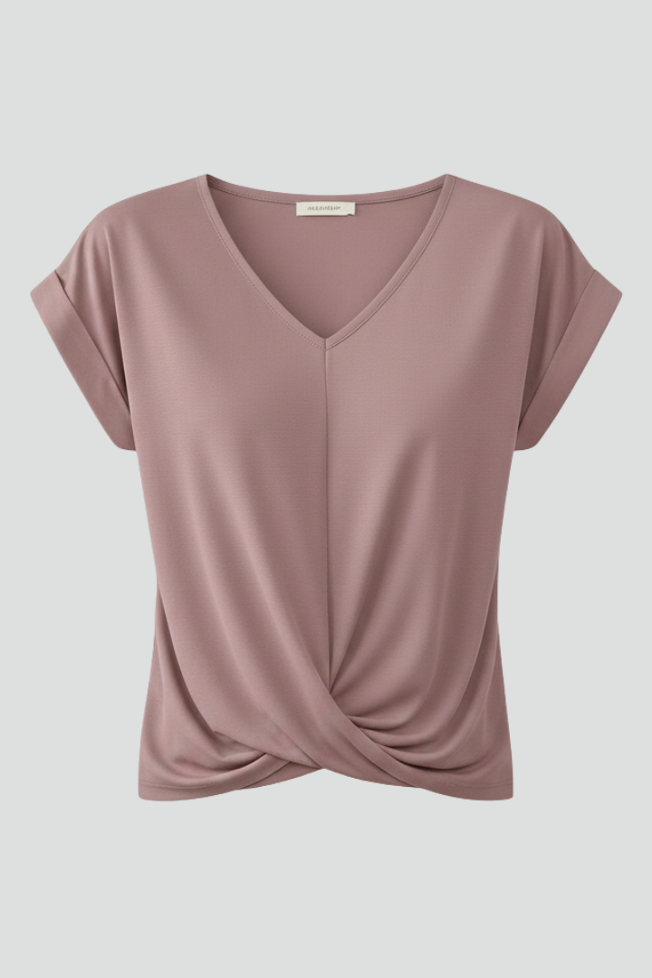 Blouse Femme avec Décolleté en V et Manches Courtes