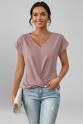 Blouse Femme avec Décolleté en V et Manches Courtes