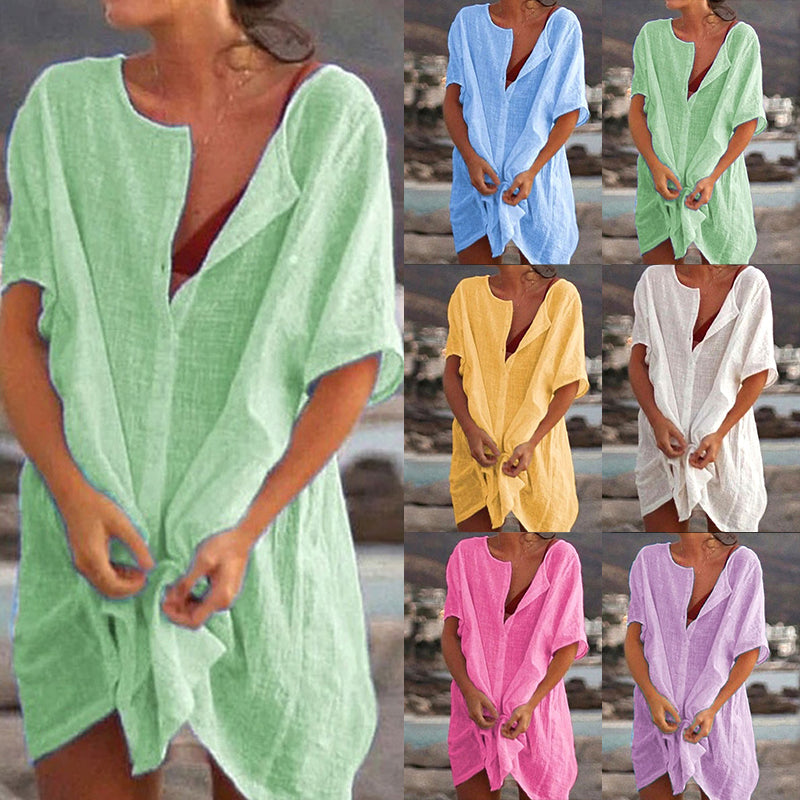 Joey | Chemise longue simple en coton et lin pour femmes