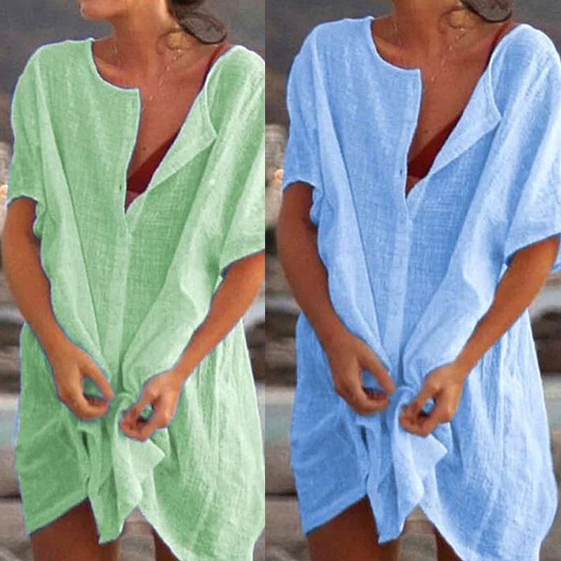 Joey | Chemise longue simple en coton et lin pour femmes