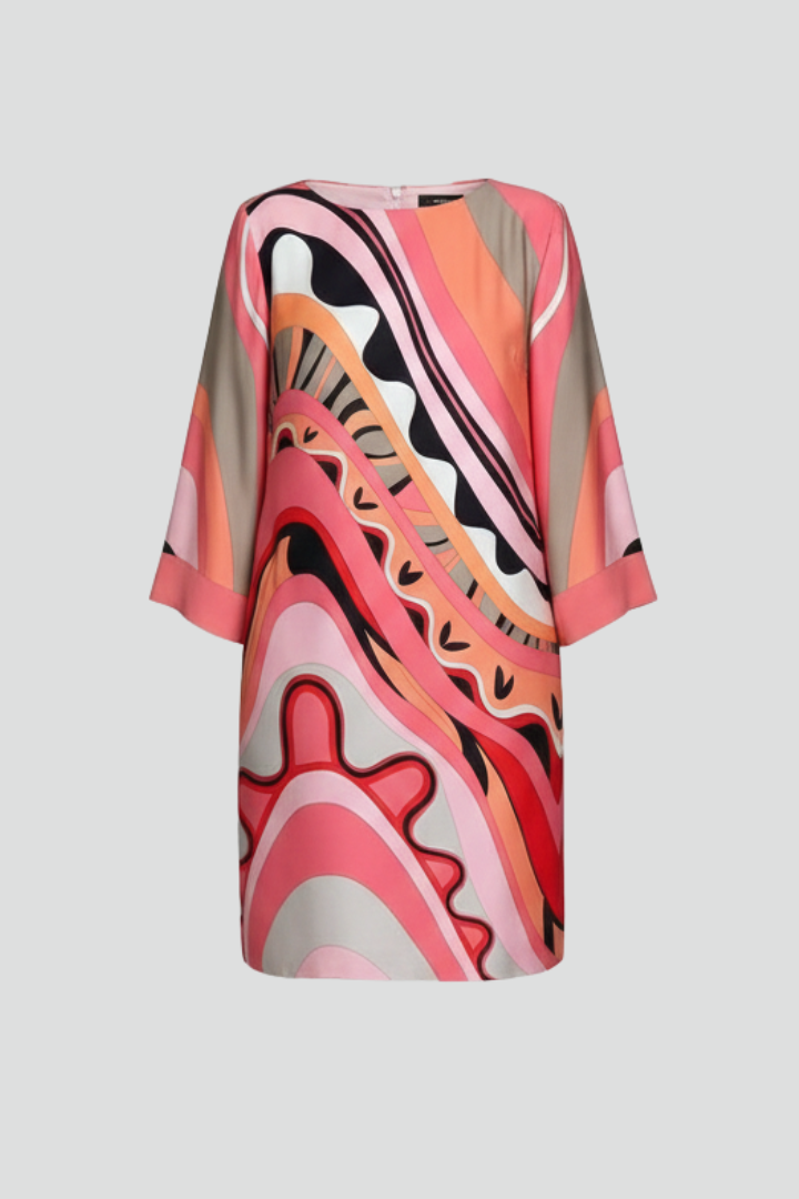Robe Femme avec Imprimé Abstrait et Manches Longues