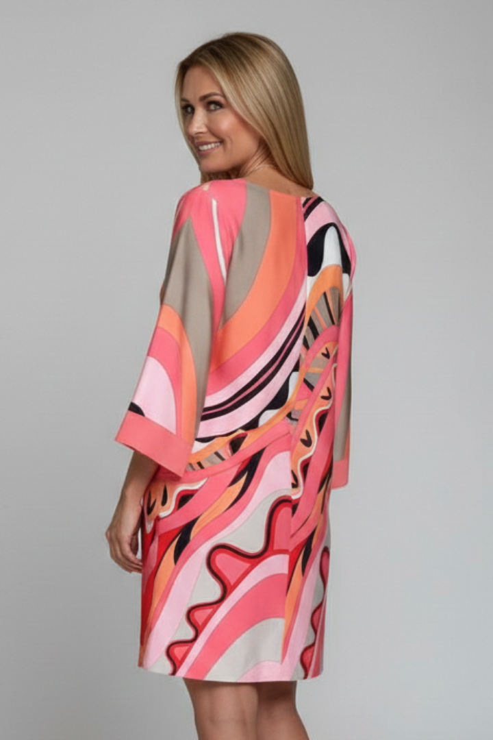 Robe Femme avec Imprimé Abstrait et Manches Longues