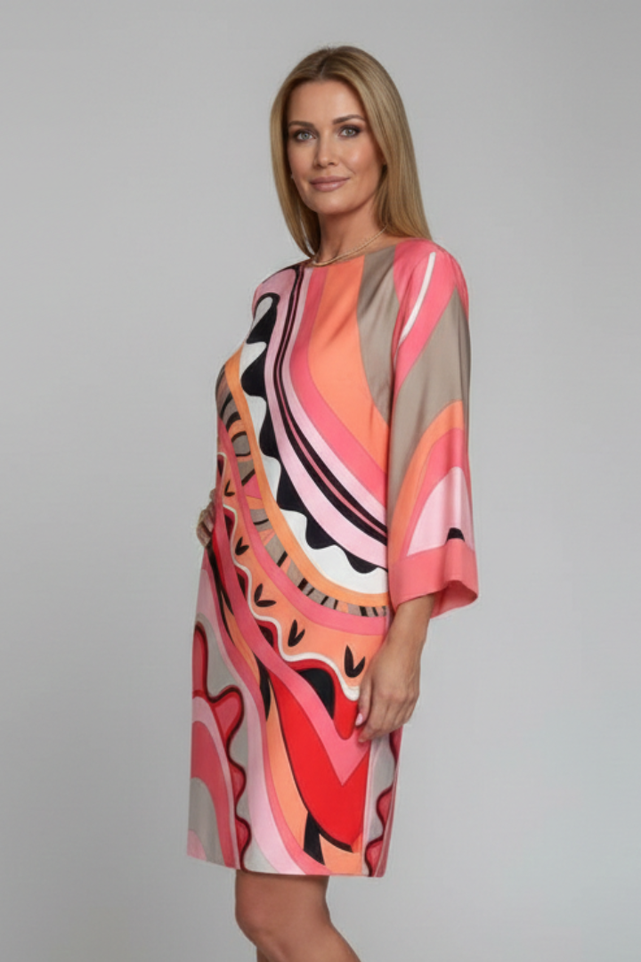 Robe Femme avec Imprimé Abstrait et Manches Longues