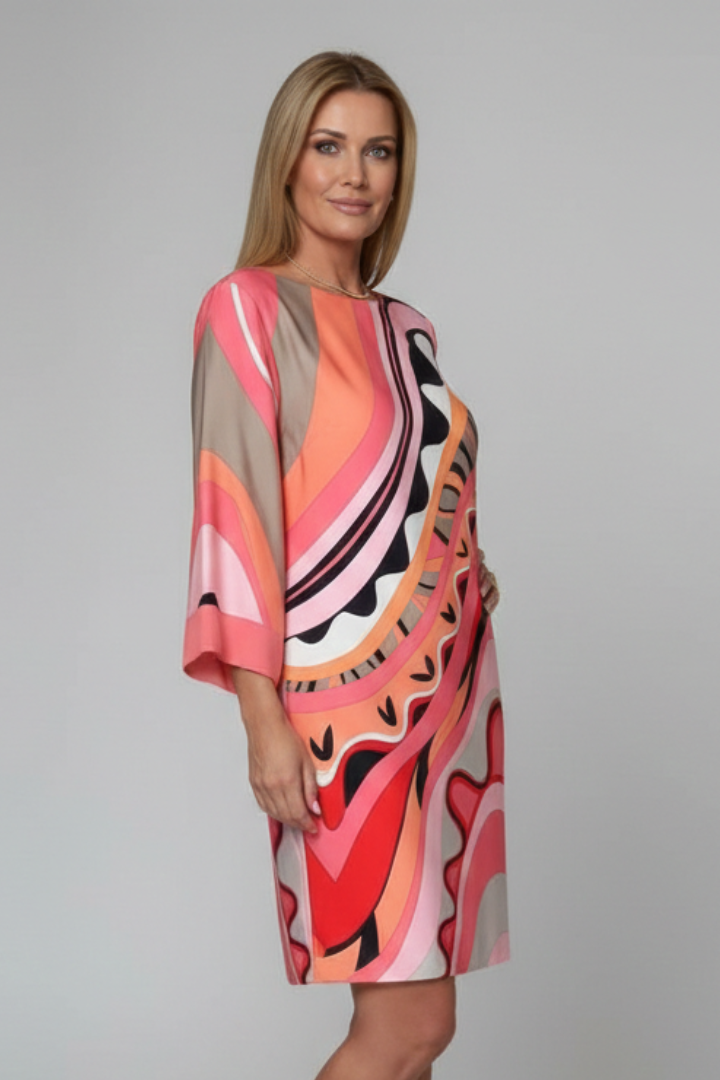 Robe Femme avec Imprimé Abstrait et Manches Longues