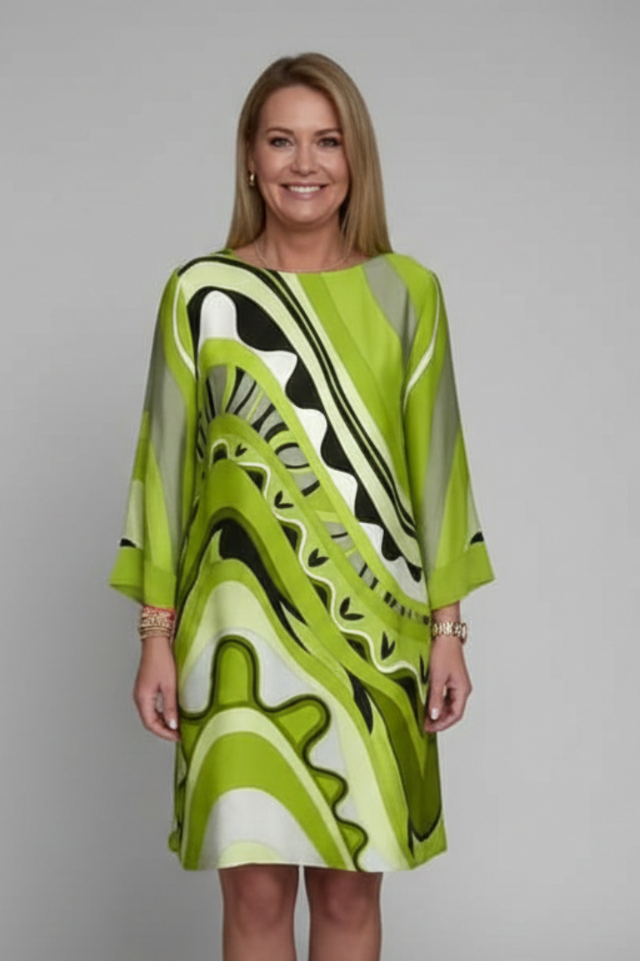 Robe Femme avec Imprimé Abstrait et Manches Longues