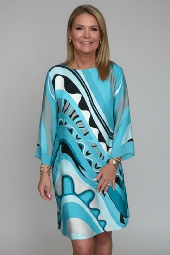 Robe Femme avec Imprimé Abstrait et Manches Longues