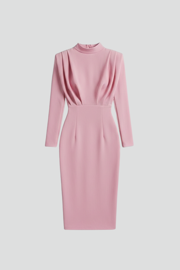 Robe Femme avec Col Montant et Manches Longues