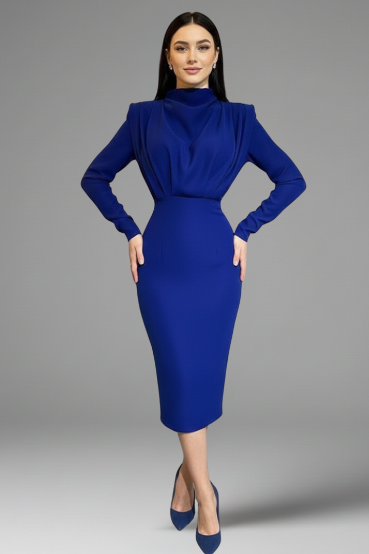 Robe Femme avec Col Montant et Manches Longues