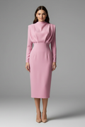 Robe Femme avec Col Montant et Manches Longues