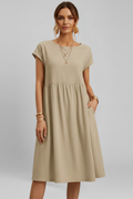 Robe Femme avec Encolure Ronde et Poches Latérales