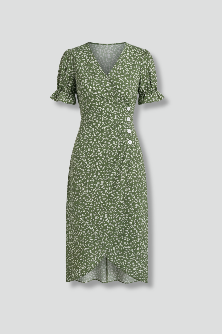 Robe Femme avec Décolleté en V et Boutons à l'Avant
