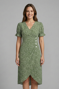Robe Femme avec Décolleté en V et Boutons à l'Avant