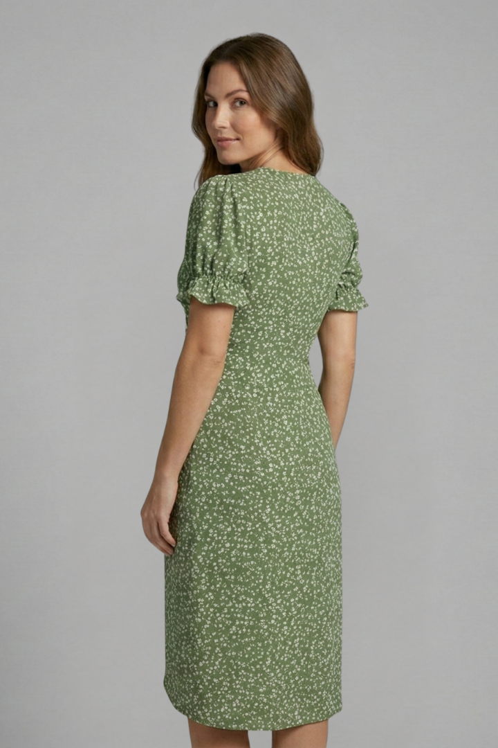 Robe Femme avec Décolleté en V et Boutons à l'Avant