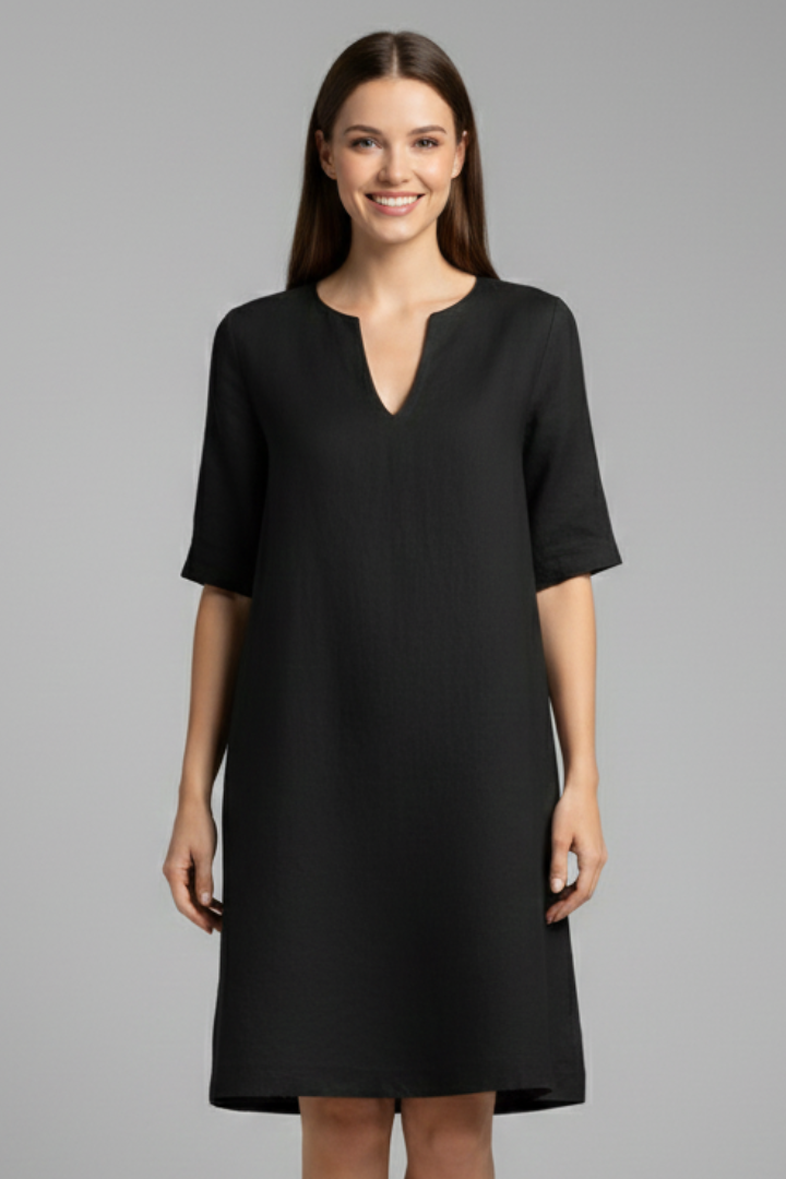 Robe Femme avec Décolleté en V et Manches Trois Quarts