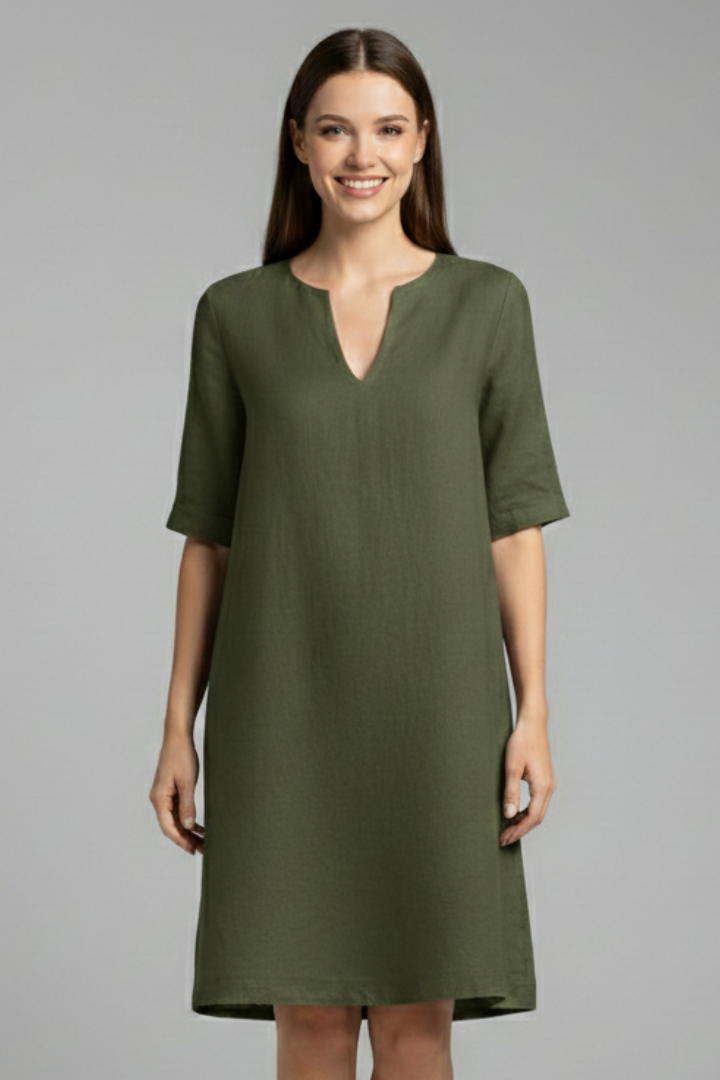 Robe Femme avec Décolleté en V et Manches Trois Quarts