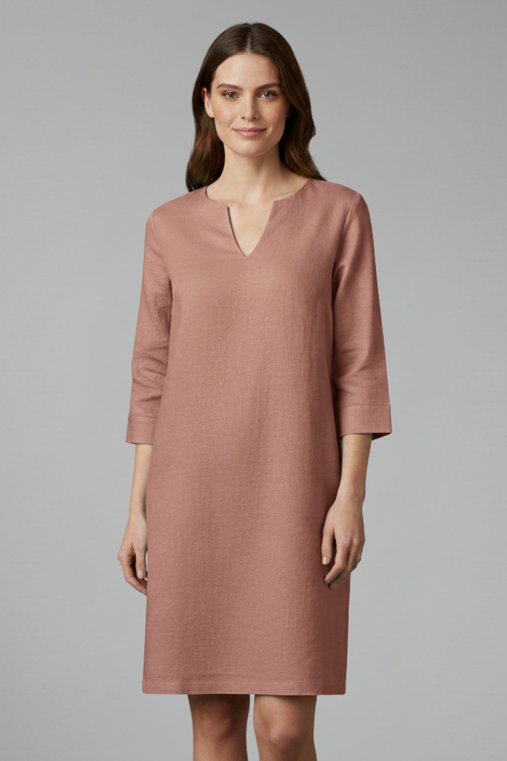 Robe Femme avec Décolleté en V et Manches Trois Quarts