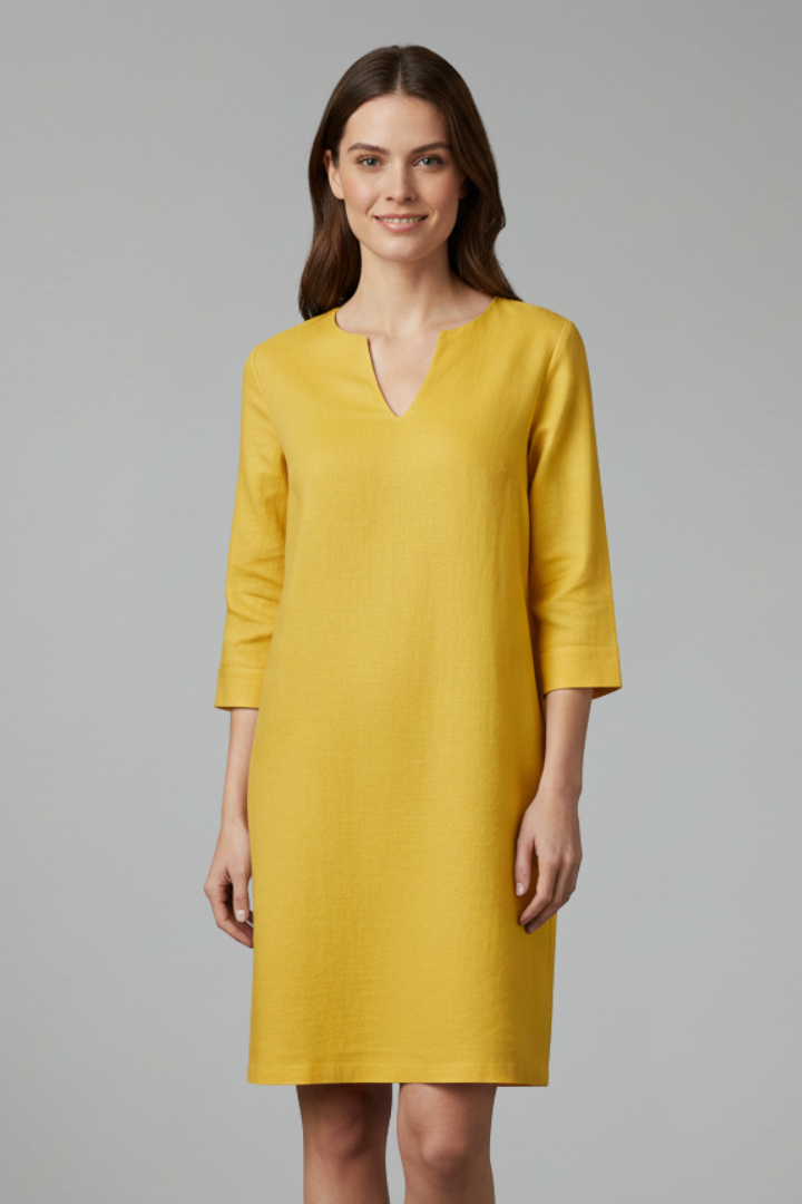 Robe Femme avec Décolleté en V et Manches Trois Quarts
