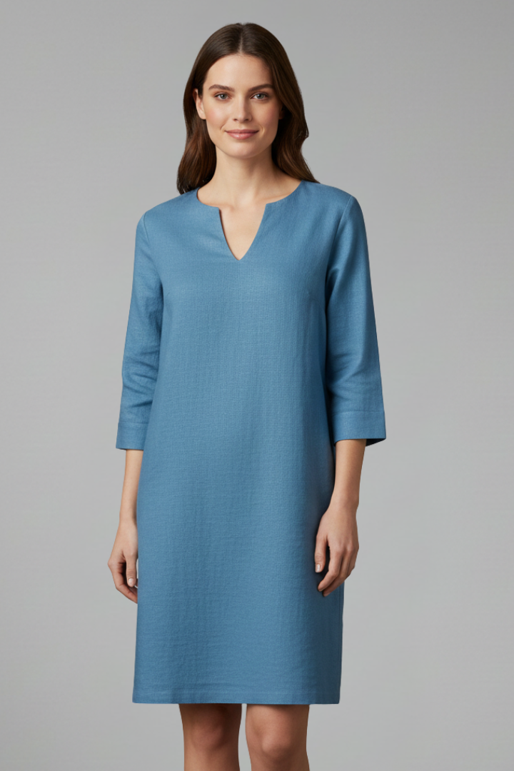 Robe Femme avec Décolleté en V et Manches Trois Quarts