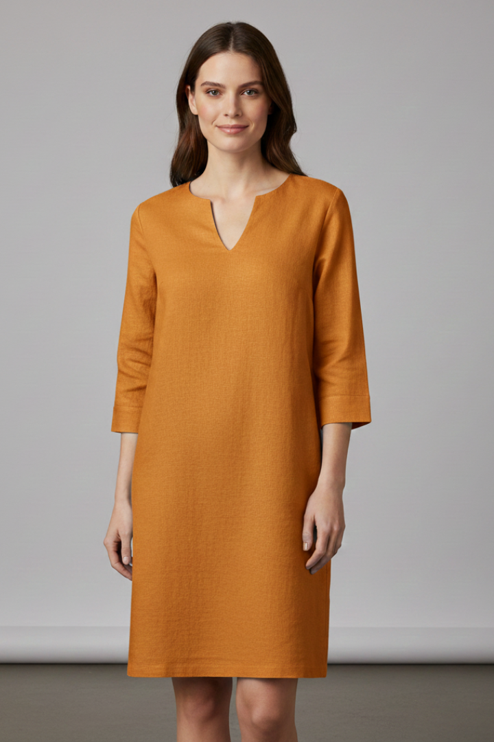 Robe Femme avec Décolleté en V et Manches Trois Quarts