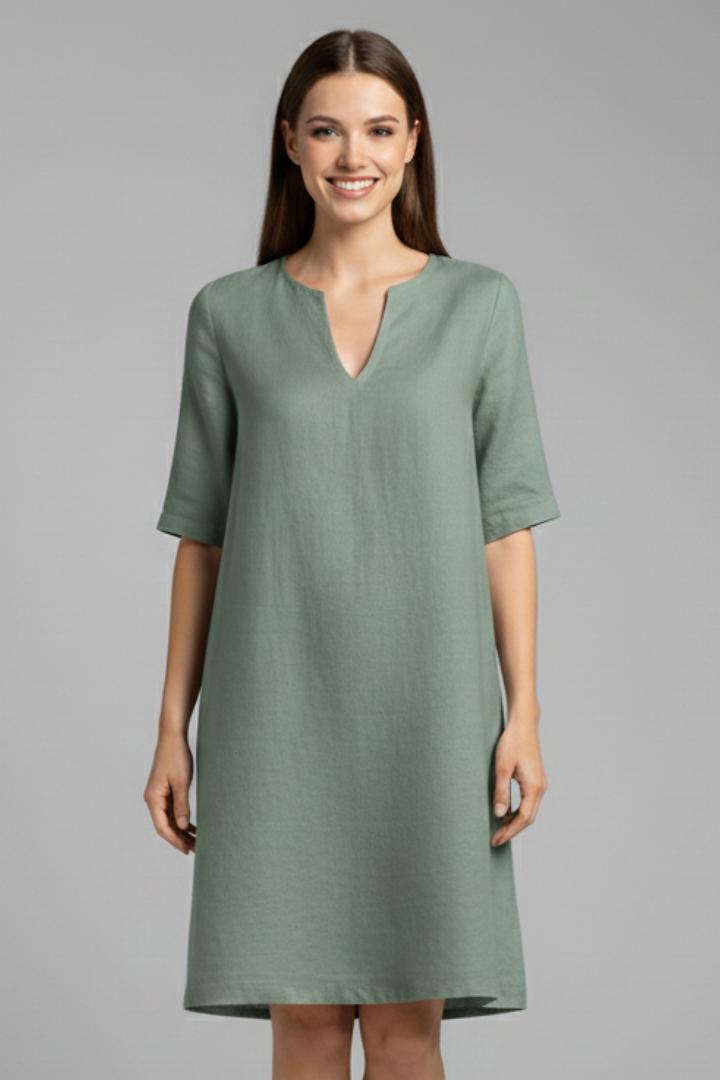 Robe Femme avec Décolleté en V et Manches Trois Quarts