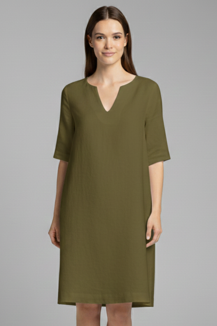 Robe Femme avec Décolleté en V et Manches Trois Quarts