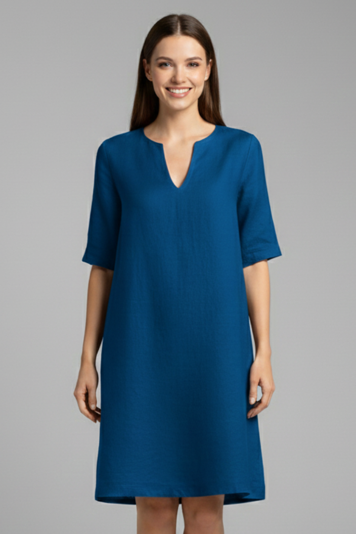 Robe Femme avec Décolleté en V et Manches Trois Quarts