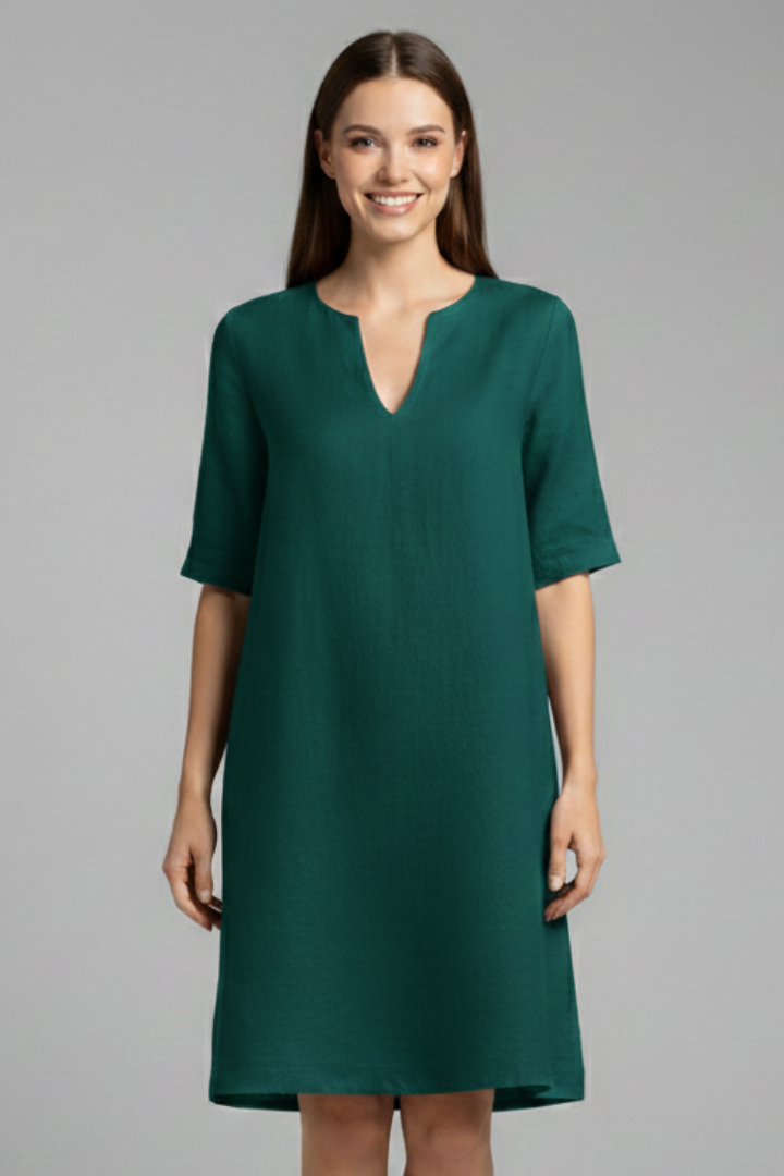 Robe Femme avec Décolleté en V et Manches Trois Quarts