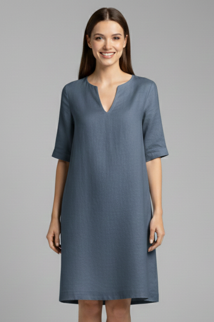 Robe Femme avec Décolleté en V et Manches Trois Quarts