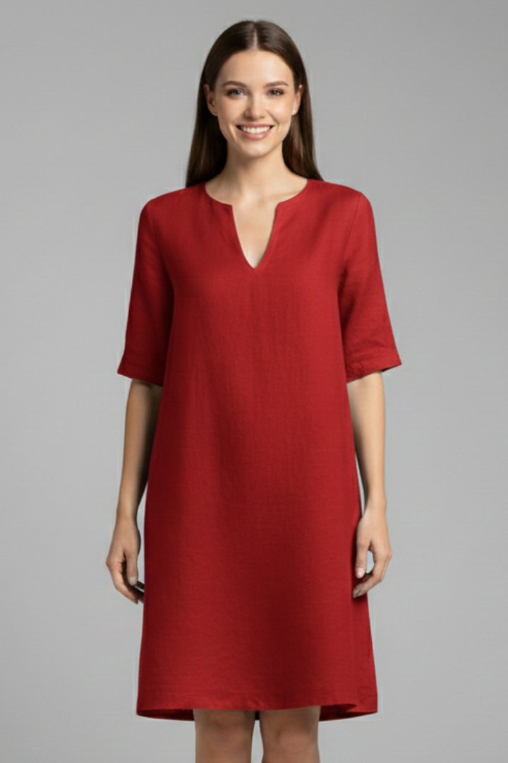 Robe Femme avec Décolleté en V et Manches Trois Quarts