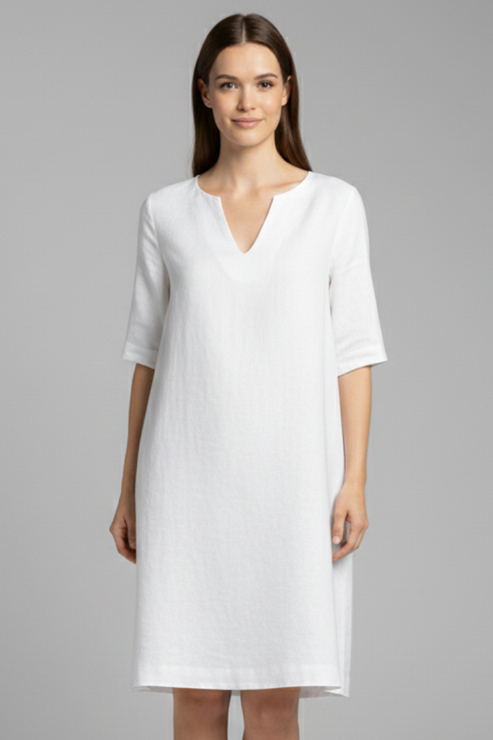 Robe Femme avec Décolleté en V et Manches Trois Quarts