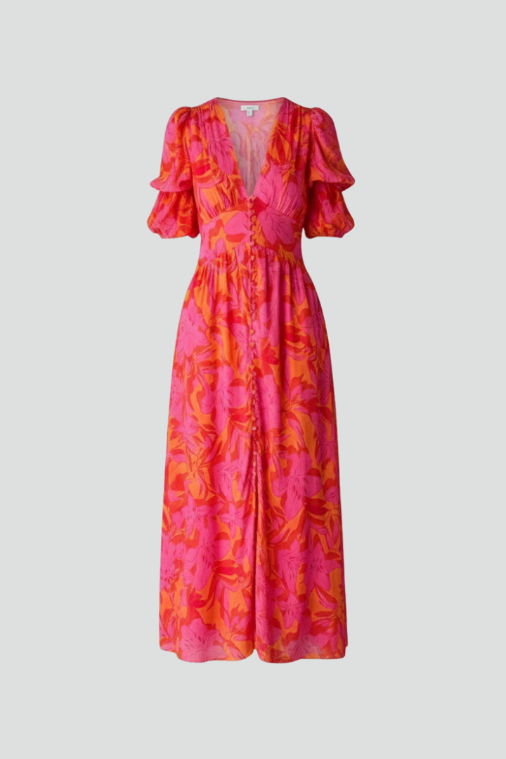 Robe Femme avec Décolleté en V et Manches Bouffantes