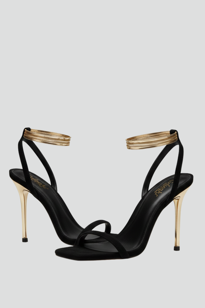 Sandales à talons pour femmes avec une fine bride et une bride de cheville enveloppante