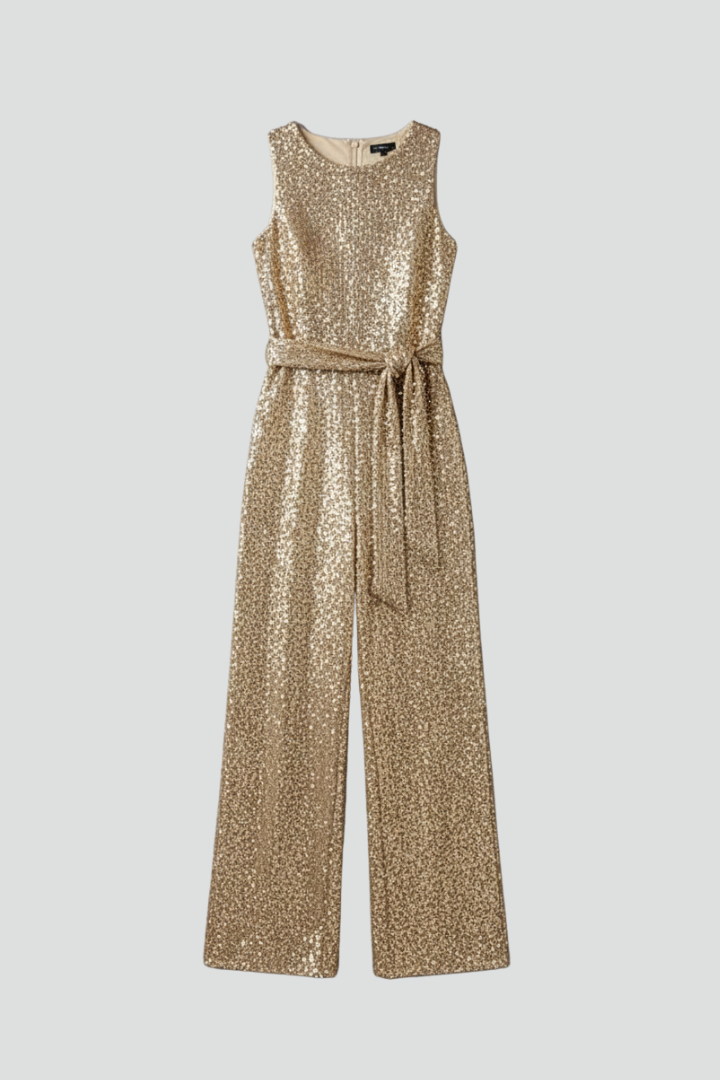 Combinaison Femme avec Surface en Sequins et Jambes Droites