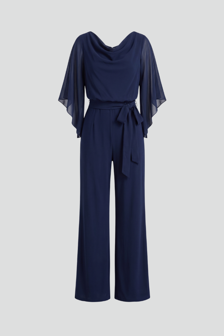 Combinaison Femme avec Décolleté en V et Ceinture à Nouer
