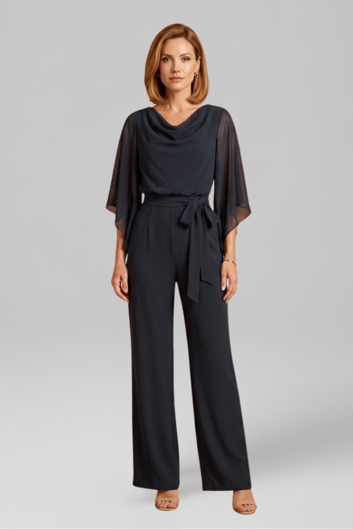 Combinaison Femme avec Décolleté en V et Ceinture à Nouer