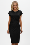 Robe Femme Mi-Longue avec Col Rond et Taille Froncée