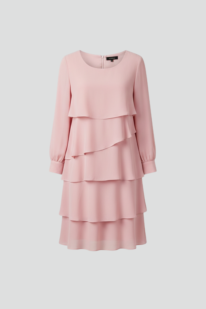 Robe superposée pour femmes avec manches longues et jupe à volants