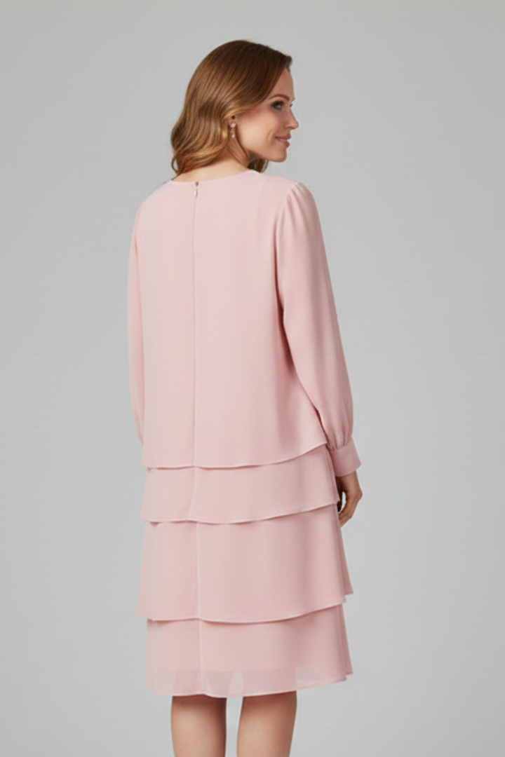 Robe superposée pour femmes avec manches longues et jupe à volants
