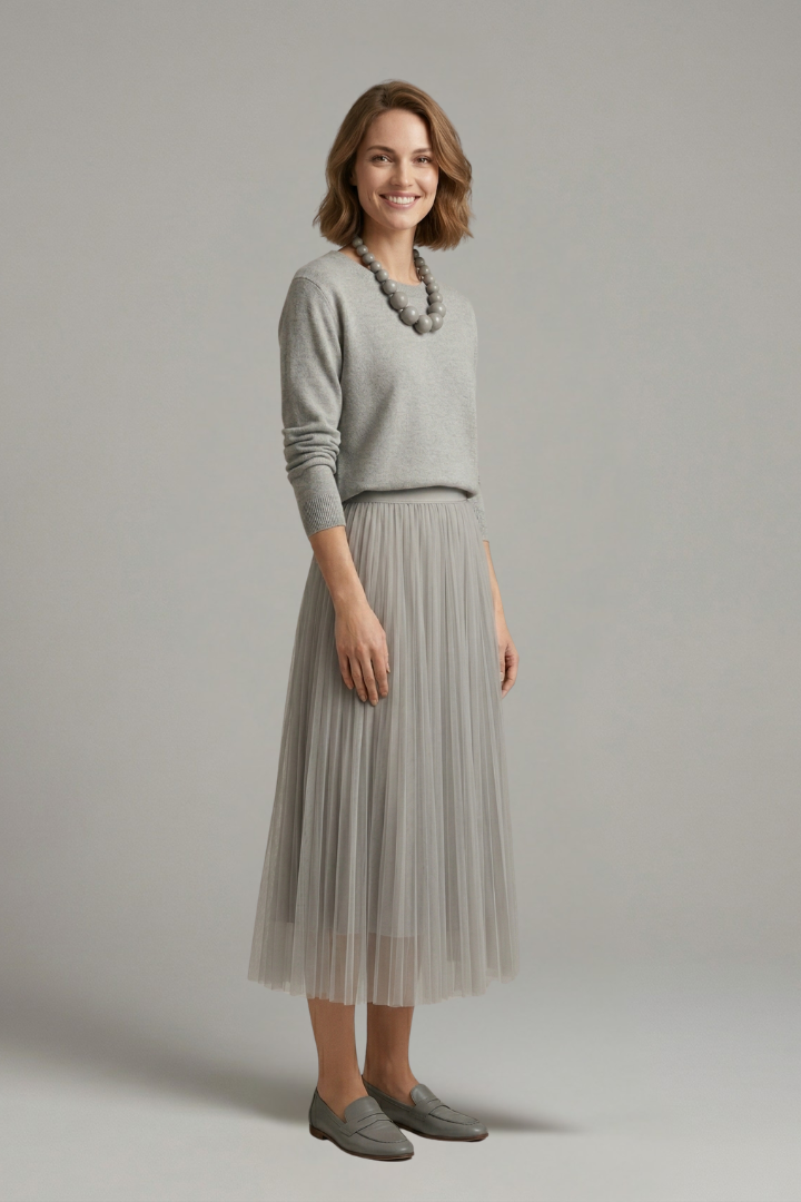 Robe superposée pour femmes avec col rond et jupe plissée