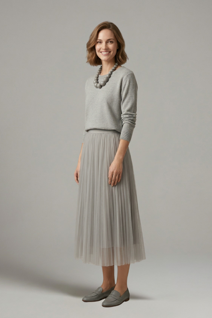 Robe superposée pour femmes avec col rond et jupe plissée
