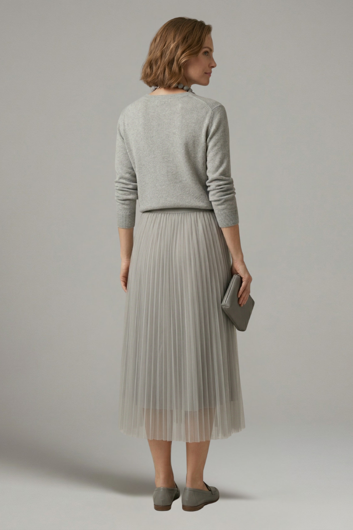 Robe superposée pour femmes avec col rond et jupe plissée