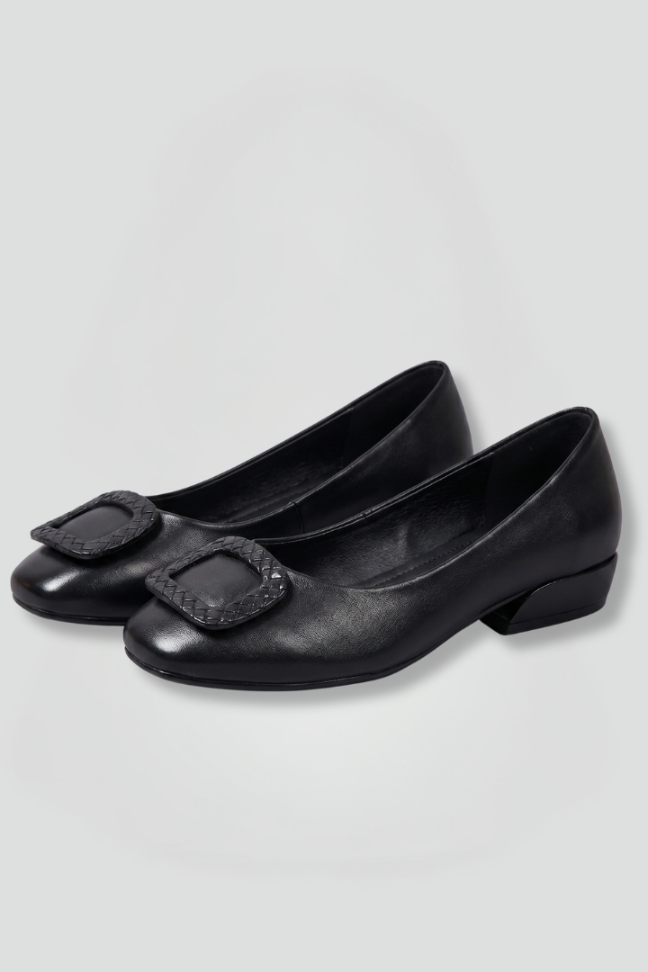 Chaussures Ballerines en Cuir pour Femmes avec Semelle Orthopédique et Semelle Plate
