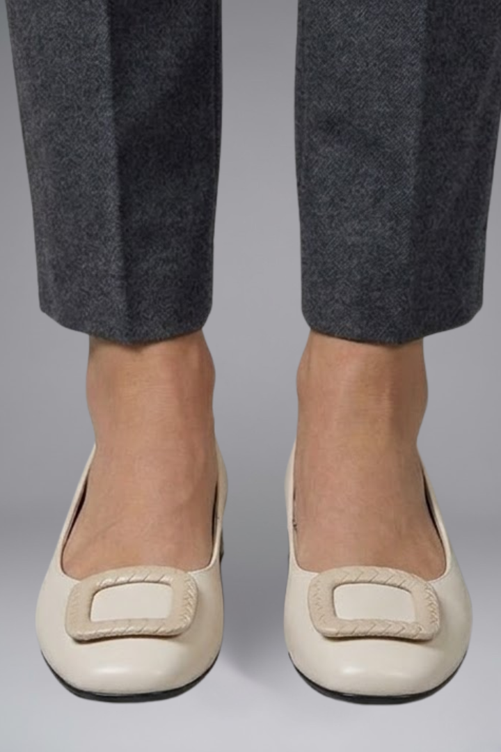 Chaussures Ballerines en Cuir pour Femmes avec Semelle Orthopédique et Semelle Plate