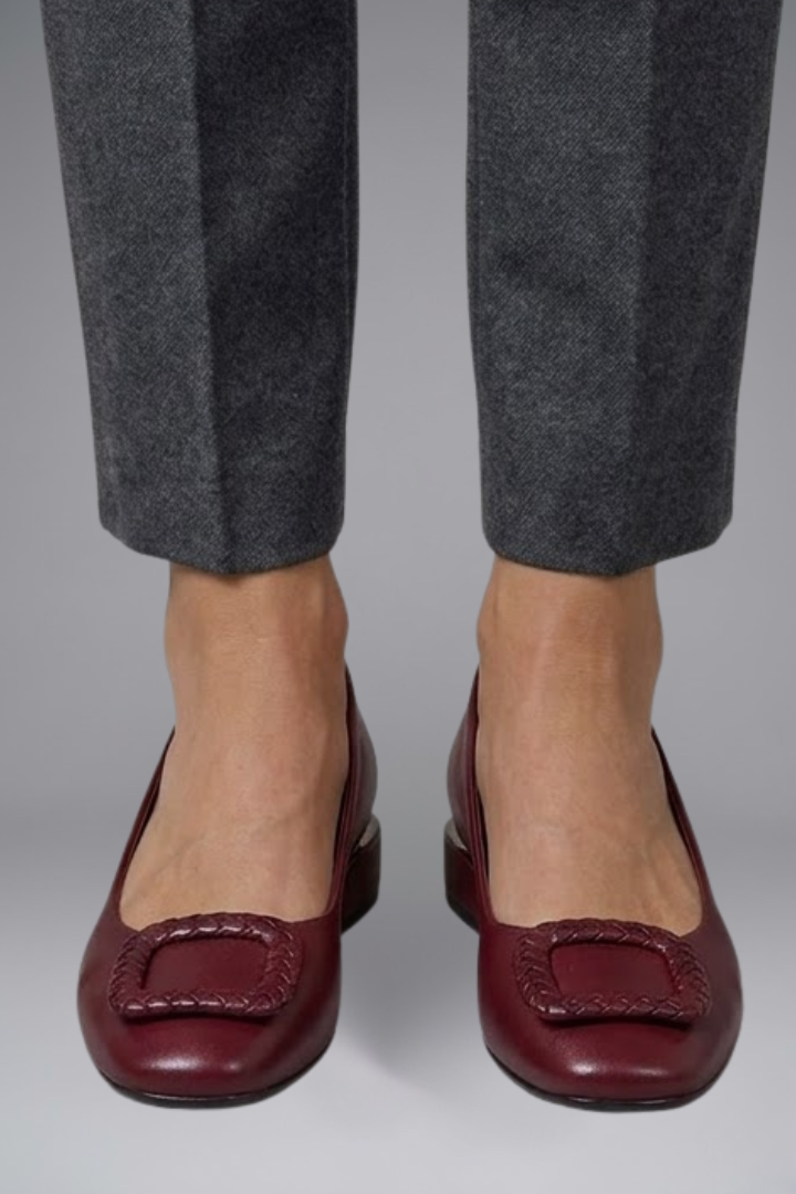 Chaussures Ballerines en Cuir pour Femmes avec Semelle Orthopédique et Semelle Plate
