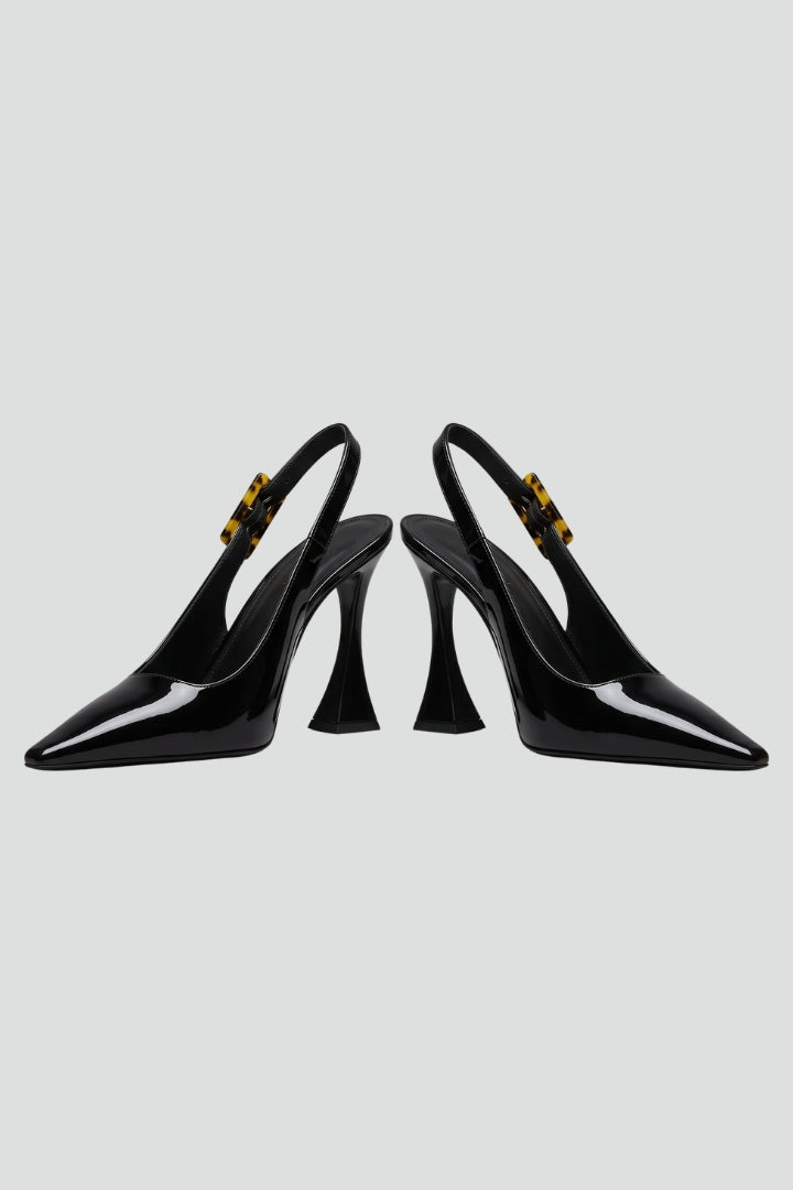 Talons Hauts en Cuir pour Femmes avec Bout Pointu et Design Ouvert