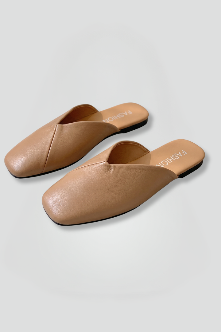 Sandales en Cuir pour Femmes avec Bout Carré et Enfilage