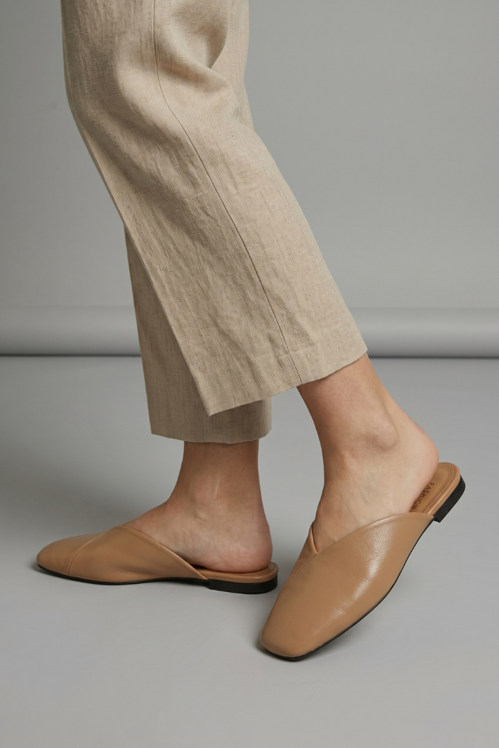 Sandales en Cuir pour Femmes avec Bout Carré et Enfilage