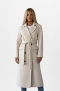 Manteau long pour femmes avec ceinture et devant à double boutonnage