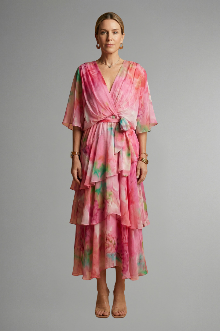 Robe Maxi Femme avec Surface Imprimée et Jupe Flottante